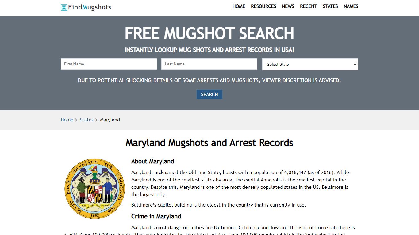 Find Maryland Mugshots - Find Mugshots